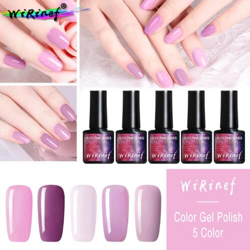 WiRinef 5 Colors Nude Sweet Pink Series Nail Polish Gel Semi Permanent UV Nail Lacquer Long Lasting Gel Varnish