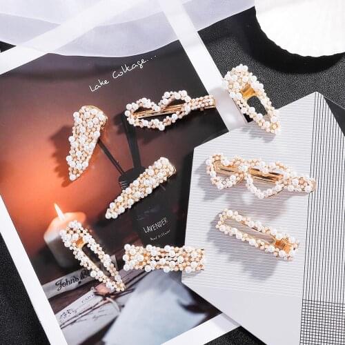 Korea Metal Full Pearl Hair Pins Women Hair Clip Pin Barrette Headwear Hairpins Jewelry Accessories Hair Ornament
