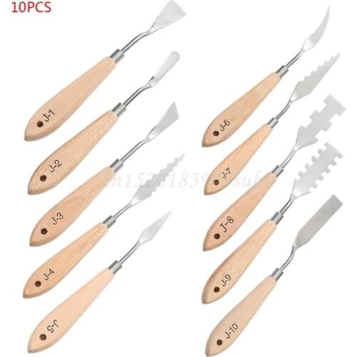 10pcs Stainless Steel Palette Scraper Paint Knives Blade for Artist Oil Acrylic