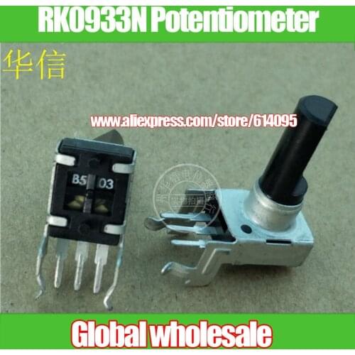 10pcs RK0933N Horizontal Single Potentiometer C10K B50K / Handle Length 18MMF / Long Foot