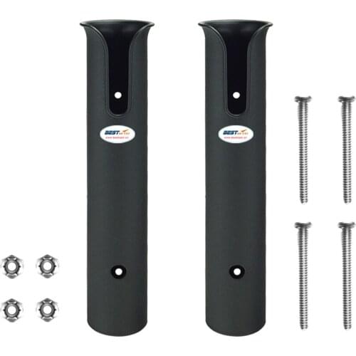 2 Pole Fishing Rod Holder Tube, Black, Side-Mount with Screws for Boat, Kayak