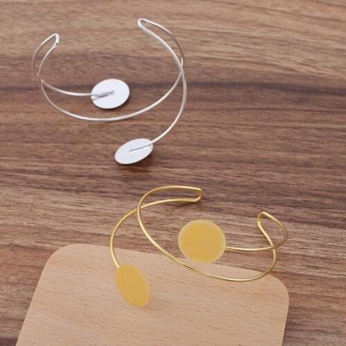 20pc 18mm Glue Pad Bangle Base Bracelet Blanks Tray Bezel Brass Cuff Bracelet Setting Cabochon Cameo