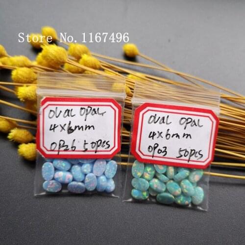 200pcs/ lot 4x6mm Mix Colors Synthetic Oval Cabochon Opal Stone for Body Piercing Jewelry Oval Opal Stone