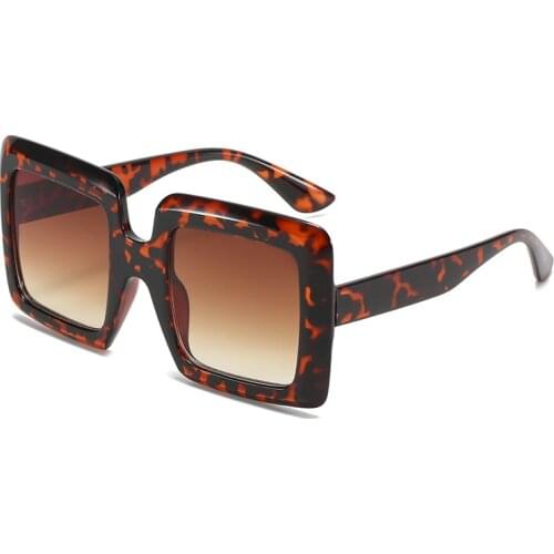 2021 Vintage Oversized Square Sunglasses Fashion Tea Pink Gradient Eyewear Shades UV400 Women Men Blue Yellow Sun Glasses