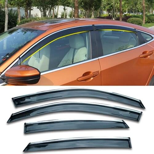 4pcs For Honda Civic 2016-2017 window visor Side Window Deflectors Car Wind Deflector Sun Guard Car Styling Accessories