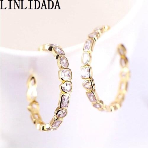 5Pairs,2020 New charm fashion crystal zirconia circle earrings CZ Women Round Earrings Jewelry