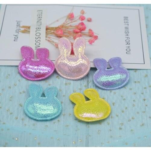 50PCS/Lot 3.5*4.4cm colorful rabbit Padded Applique термонаклейки for Children Headwear Hair clip Accessorie
