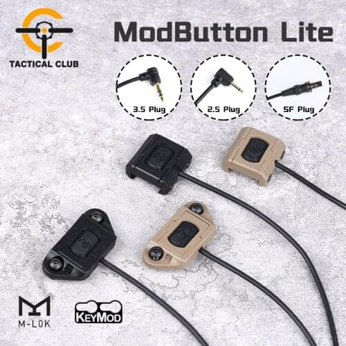 Airsoft ModButton Pressure Remote Switch Mlok Keymod 20mm Rail For Tactical DBAL-A2 PEQ M600 M300 Weapon LightSwitch Accessories