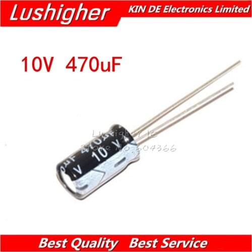 50PCS 10V470UF 6X7mm 470UF 10V 6*7 mm Aluminum Electrolytic Capacitor DIP