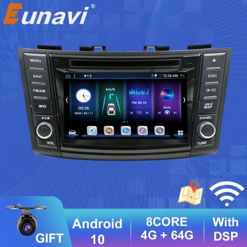 Eunavi 8Core 4G 64G Android 10 Car Multimedia Player For Suzuki Swift 2011-2015 2 Din 2Din Head unit Car Radio GPS 7inch DVD DSP
