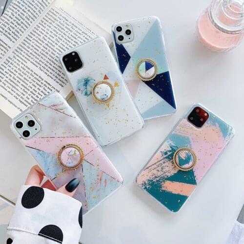 Gold foil marble support phone case For iphone 11 Pro max Graffiti glitter cover For iphone XS MAX XR X 6 6s 7 8 plus coque gift