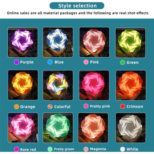 DIY handmade art flower bedside lamp creative USB colorful round led night light living room bedroom night light