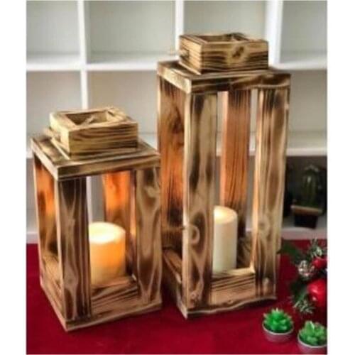 Coşar Group Home Wooden candle Holder Lantern Set 2'li candle and candlestick свеча и подсвечник vela y candelero