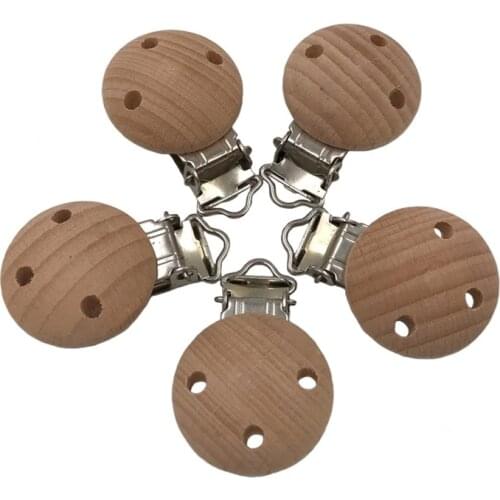 1pc Beech Wood Baby Pacifier Clips , Natural Wooden Pacifier Holders No Paint ,BPA FREE Baby Clips Pacifier Holder