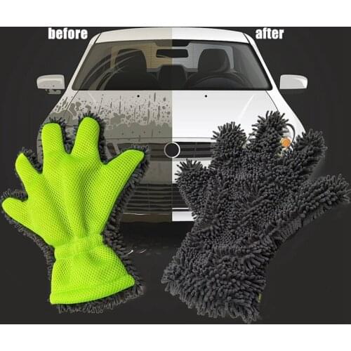 5 Finger Automotive Car Cleaning Car Brush Cleaner Wool Soft Car Washing Gloves Cleaning Brush Motorcycle Washer Care Green