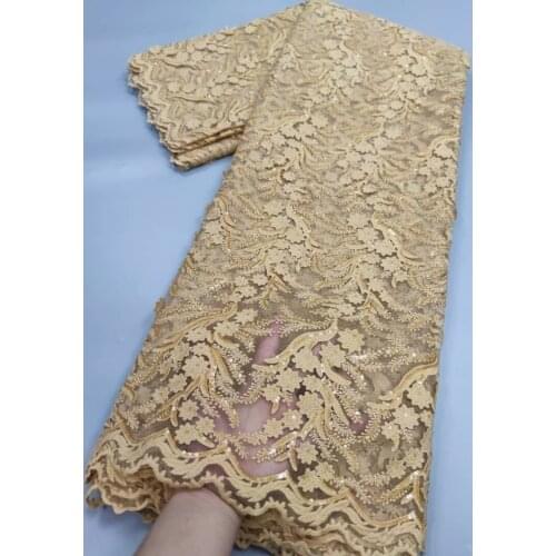 Hot Sale French Sequins Tulle Lace Fabric Embroidery Nigerian Mesh Lace Fabrics African Lace Fabric For Wedding 5Yards