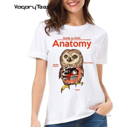 Women T-shirt high quality O Neck top quality casual Girl short sleeve o-neck Anatomy of Owl printed t shirt For Female