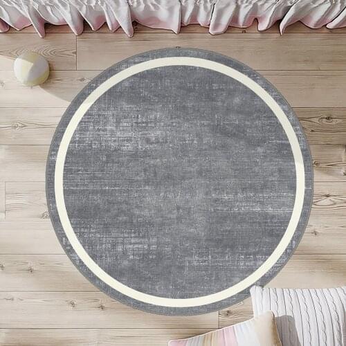 Gri Yuvarlak Çocuk Odası Halısı beyaz daire