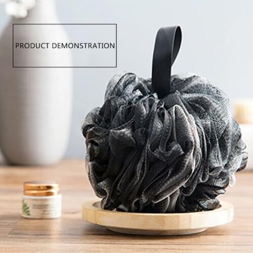 X7AB Bamboo Charcoal Bath Ball Black Shower Loofah Sponge Mesh Pouf Body Scrubber Exfoliating Cleansing Soothen Skin Tool