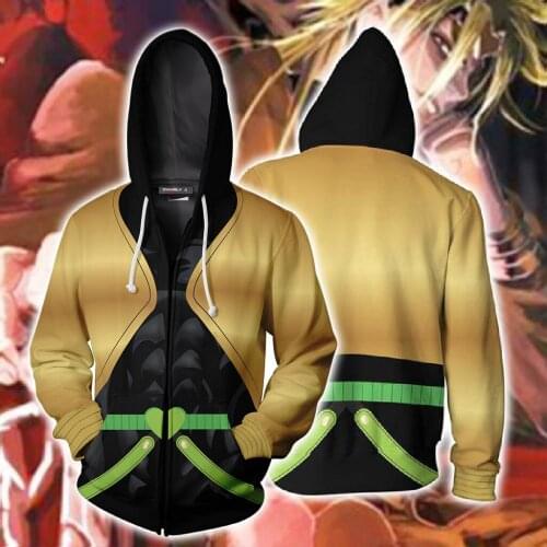 Japanese Anime Costumes Jojo Bizzare Adventure Star Crusade Hoodies Sweatshirts Male Streetwear Zipper Hat Jackets Coat Cosplay
