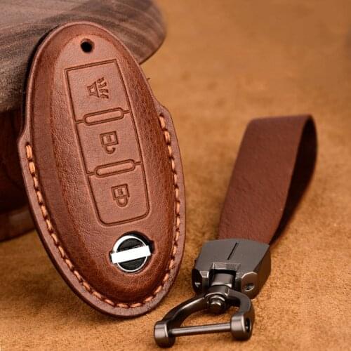 Leather Car Key Case Cover Shell for Nissan Qashqai J10 J11 X-Trail t31 t32 kicks Tiida Pathfinder Murano Note Juke Covers