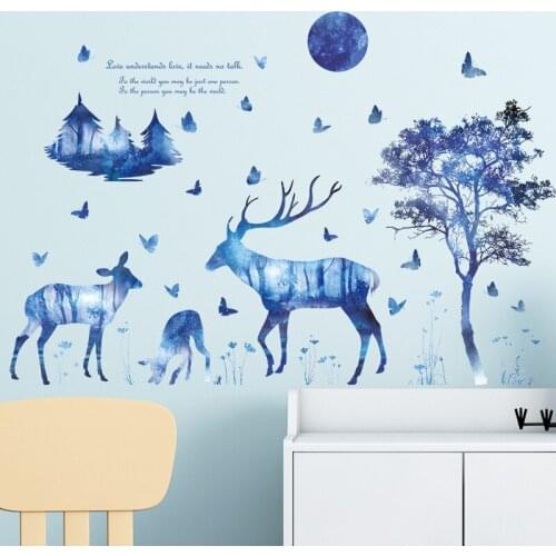 Creative Deer Wall Stickers Teenager Kids Room Romantic Decor Aesthetic Living Room Bedroom Decoration Wallstickers Art Mural