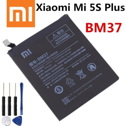 Xiao mi 100% Orginal BM37 3800mAh Battery For Xiaomi Mi 5S Plus MI5S Plus BM37 High Quality Phone Replacement Batteries