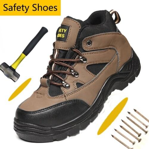 PU Leather Steel Toe Shoes Safety Work Shoes For Men Winter Safety Shoes Men Athletic Sneaker Work Boots Non-slip Hiking Shoes