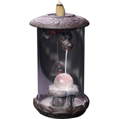 Handmade Purple Sand Incense Burner Smoke Waterfall Backflow Incense Burner Living Room Decor Incense Holder