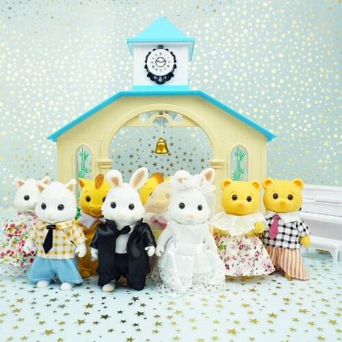 Forest Animals Auditorium 1:12 Simulation Play House Toys Matching Bride And Groom Wedding Hall Girl Doll House Gift