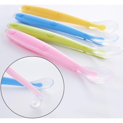 Baby Spoons Soft Silicone Feeding Spoon Tableware For Children Safety Feeding Infant Spoon Flatware Tools For Patchwork Utensil