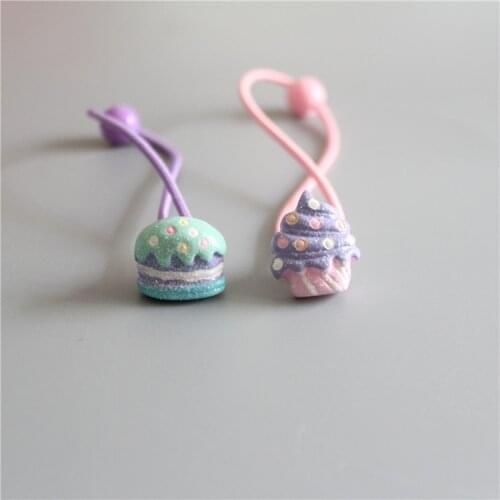 Cute Cake Ice Cream Children Hair Ropes Cartoon Elastic Rubber Hair Band Girls Hair Accessories Baby Headwear Kids Headdress