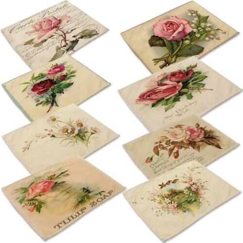 Fashion Flower Rose Pattern Table Mat Kitchen Decoration Table Napkin For Wedding Table Mat Placemat Dining Accessories