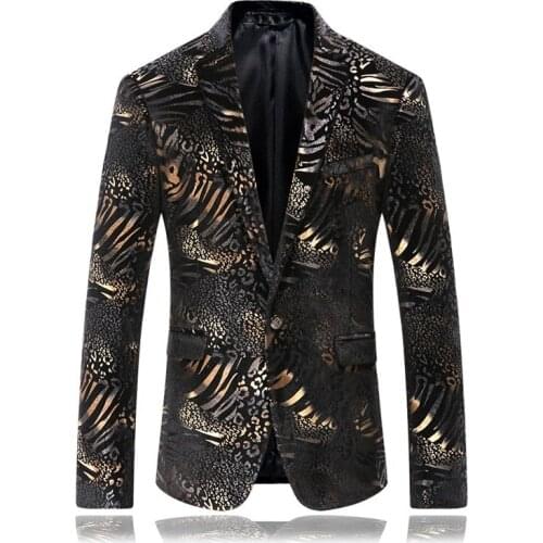 2019 New Arrival High Quality Single Button Golden Casual Suits Men Business Blazers Jacket Mens Fashion Blazer