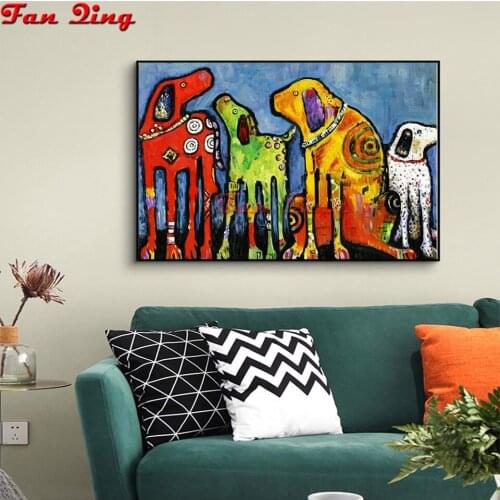 Full Square Drill 5D DIY Diamond Painting Colorful dog Abstract art diamond Embroidery Cross Stitch Mosaic Home Decor