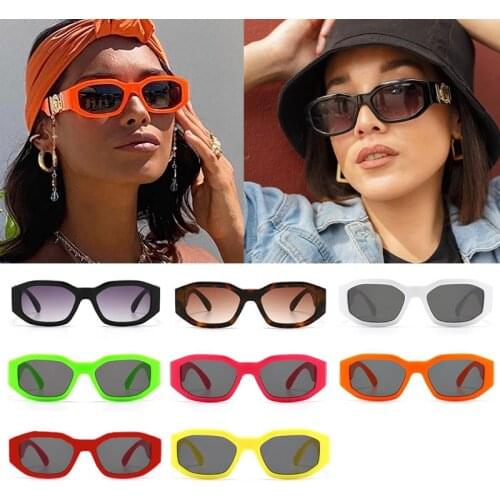 Wholesale Green Pink Shades Ladies Rectangle Sunglasses Rock Style Goggles Men 2020 Fashion Vintage Glasses Gradient Color Lens