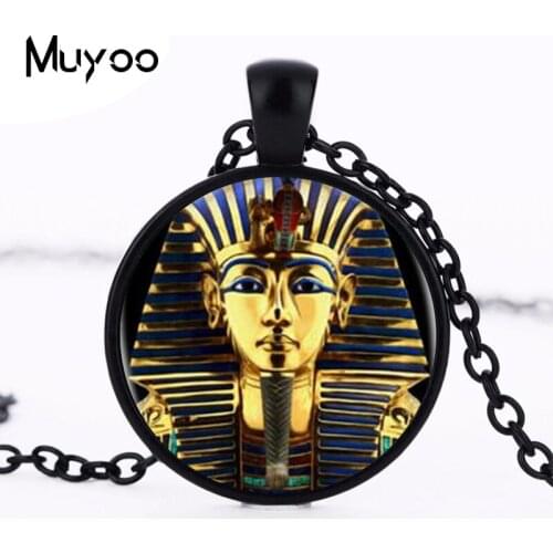 King Tut Logo Pendant Necklace Tutankhamun Golden King Art Handmade Resin Vintage Necklace Egyptian Jewelry Women Gift HZ1