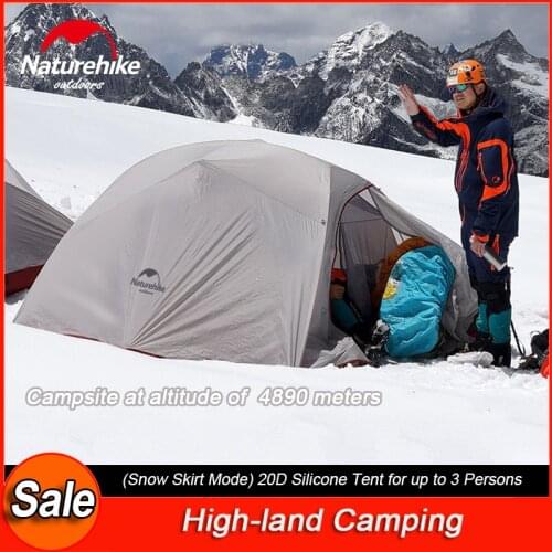 Naturehike Cloud UP3 Ultralight waterproof Tent 3 Person 4 season climbing hiking camping 20D Nylon silicone tent with free Mat