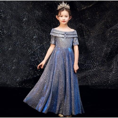 Graduation Dresses for Teenage Girl Pageant Show Sequin Long Dress Childrens Party Wedding Evening Prom Costumes 4 To 14 Years