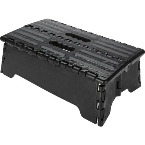 Portable Folding Step Stool Black Step Ladder for Elderly Pregnant Bathroom Travel Use