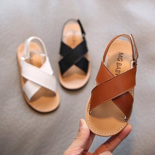 Kids Sandals 2021 Summer Children Beach Shoes Girls Sandal Cross-tied Boys Shoes Anti-slip Baby Gladiator sandalias Black White