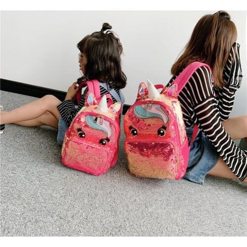 Sequins Unicorn School Backpack for Teenagers Girls Backpack Cute Kids School Anime Bag Children Bag Infant Primary Mochila