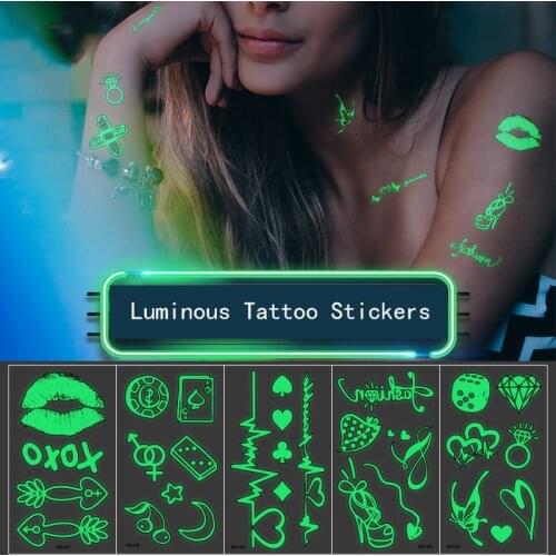 Stylish Design Luminous Tattoo Fashion Temporary Body Sticker Club Party Disposable Noctilucent