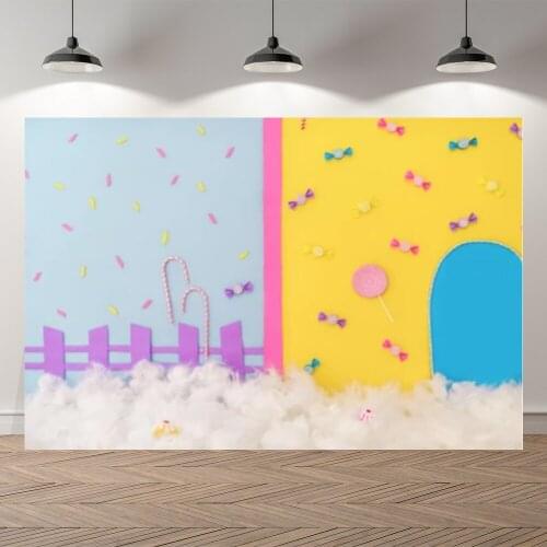 Seekpro Balloon Cloud Candy Kids Portrait Happy Birthday Baby Shower Professional Studio Photography Backdrop Background