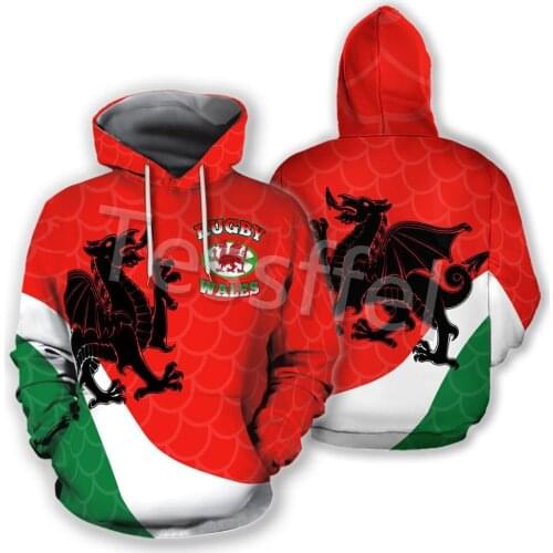 Tessffel Red Dragon Wales 3D Printed Mens Sweatshirt Zipper Hoodie Unisex Casual Jacket Autumn/Winter Dropshipping Style-11