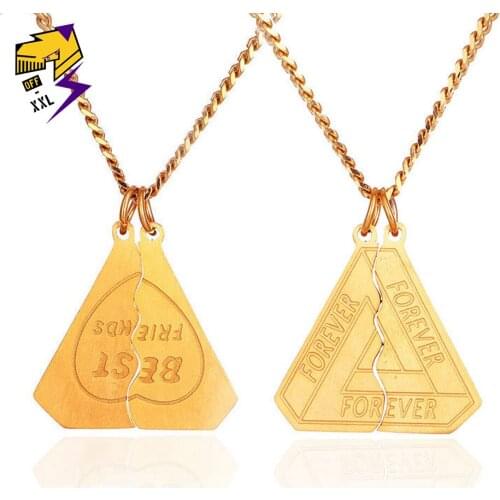 Triangle Puzzle Forever Love Necklaces Best Friends Pendant Necklaces for Female/Male Gold Color Stainless Steel Chains Necklace