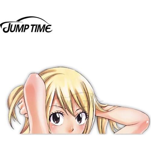 Jump Time Fairy Tail Lucy Heartfilia 17 6.1 Big Head Anime Peeker Vinyl Decal Waifu Kawaii Girl Car Stickers