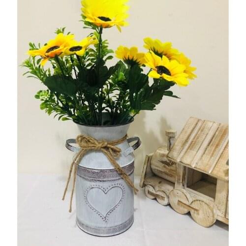 Vintage Iron Flower Vase Retro Flower Pot Vintage Vintage Iron Jugs Country Style Tin Vse for Home Gargen Tabletop décorative