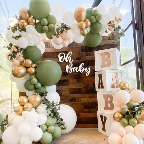 Balloons Avocado Green Garland Arch Kit Retro Green Wedding Birthday Balloons Decoration Party Diy Balloons for Kids Baby Showe