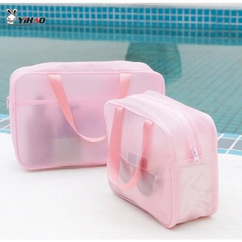 YIHAO 22*18CM Waterproof Swimming Bag Mesh Cloth Beach Handbags Transparent EVA Pool Beach Bags Swimsuit Stroage Swimming Tote